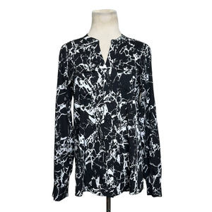 Calvin Klein Black & White Marbled Button Down Blouse size Small
